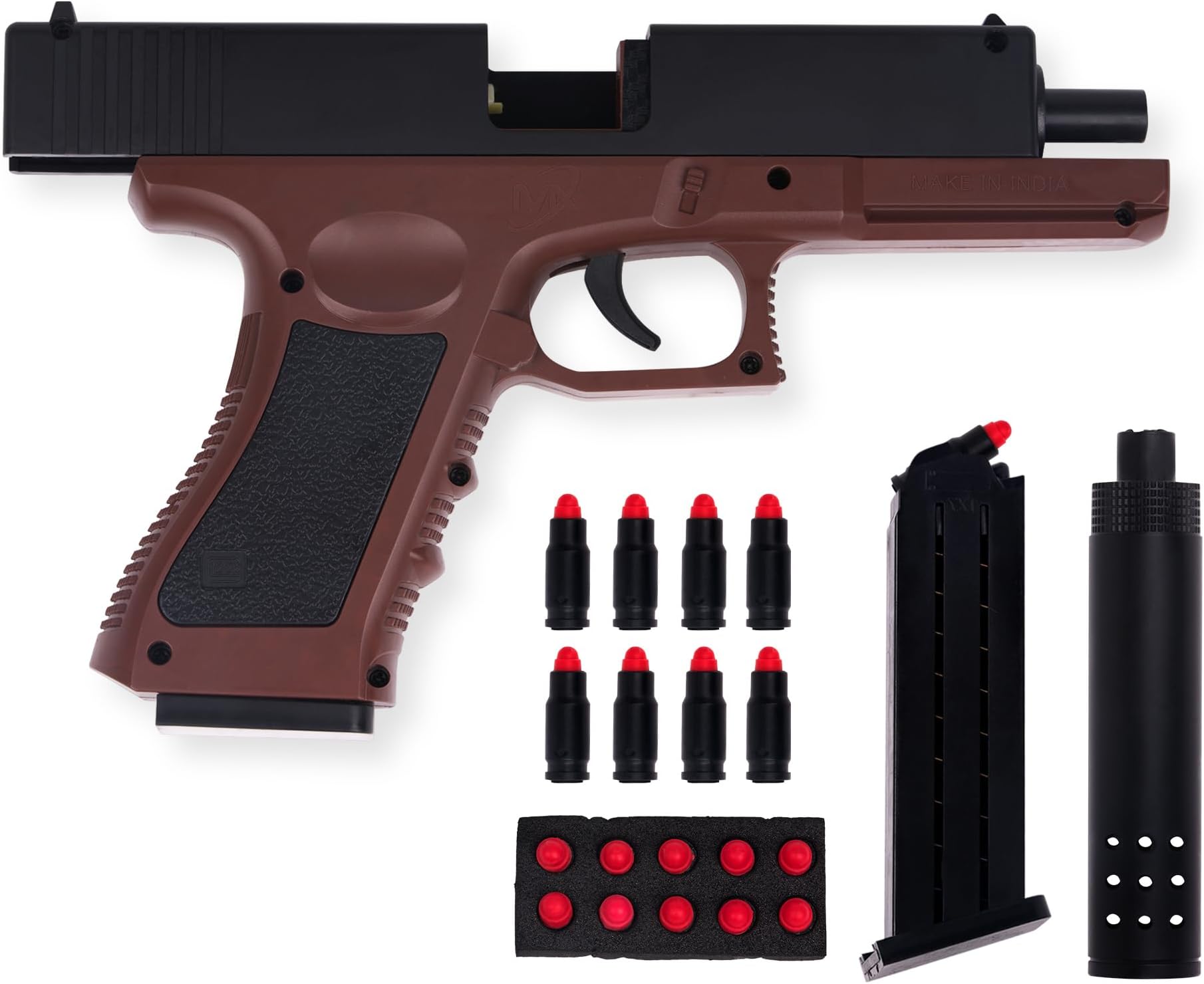 Gex Shooting Game Toy Guns for Kids & Adults Soft Bullets Blaster Gun Pistol with Foam Darts Jump Ejecting Mag Indoor Outdoor Play Toys (Minimum Age 10 Years)