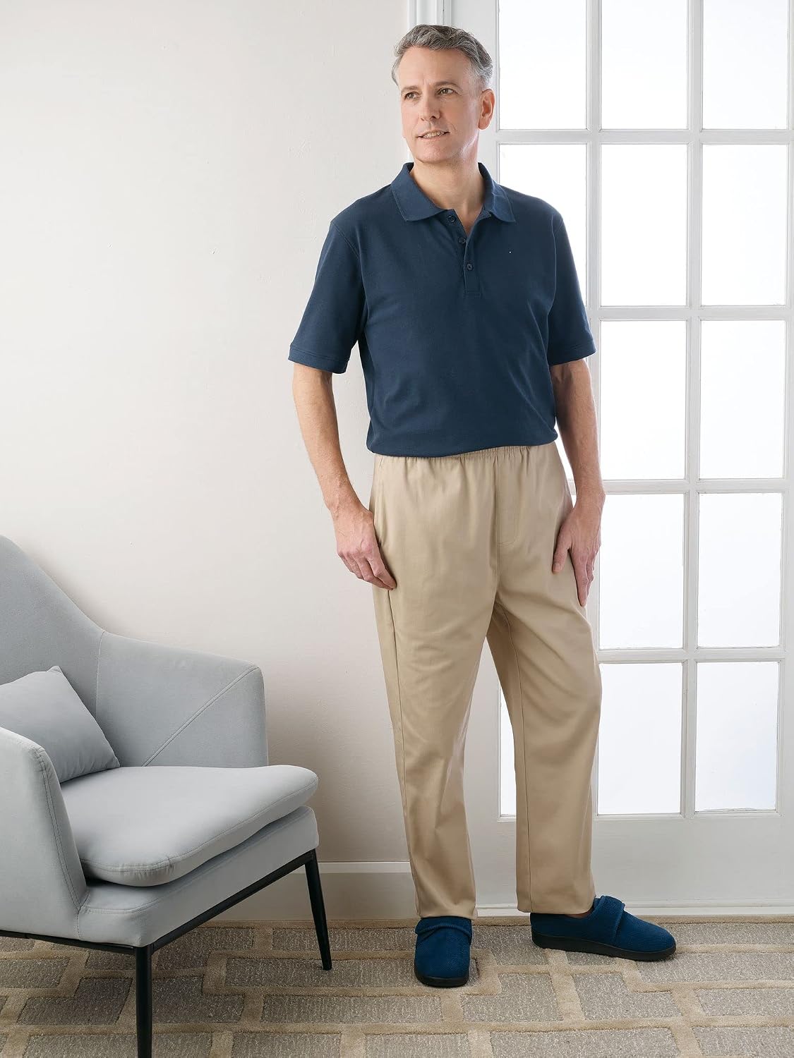 Silverts Men’s Adaptive Stay Dressed Jumpsuit Assisted Dressing Dementia Clothing Back Zip Anti Strip Outfit