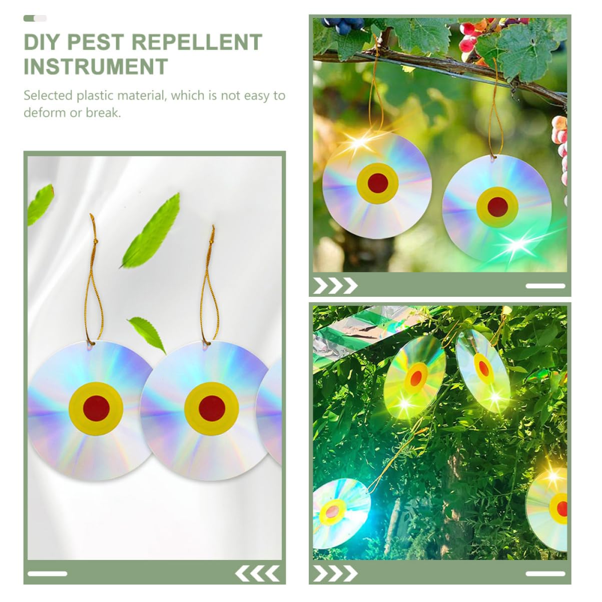 Yardwe 20 Piezas Decoración De Pájaros En El Jardín. Decoración De Pájaros Ahuyentador De Pájaros De Bricolaje CD Reflectantes El Plastico Asustar a Los Pájaros Aves