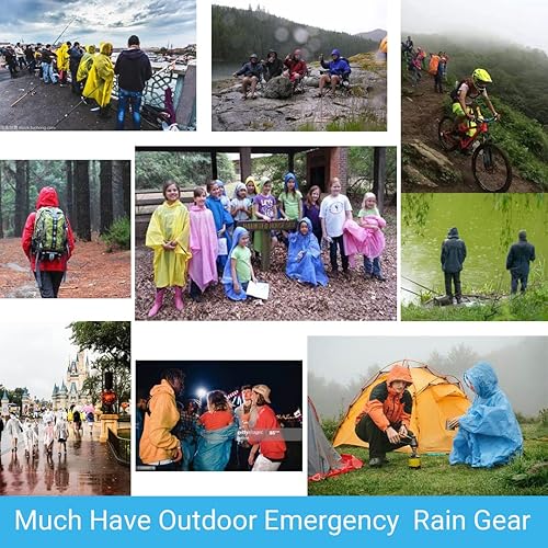 Miniatura 6 de 4 Pack Rain Ponchos for Adult,Reusable Raincoat Rain Jacket Rainwear Women Girls,Camping,Hiking,Travel Rain Gear