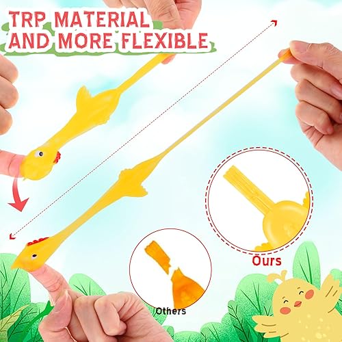 Miniatura 3 de Poen 400 piezas de juguete de catapulta de pollo volador, juguete de pollo volador, tirachinas de pollo, divertido y elástico, juguete de pollo para