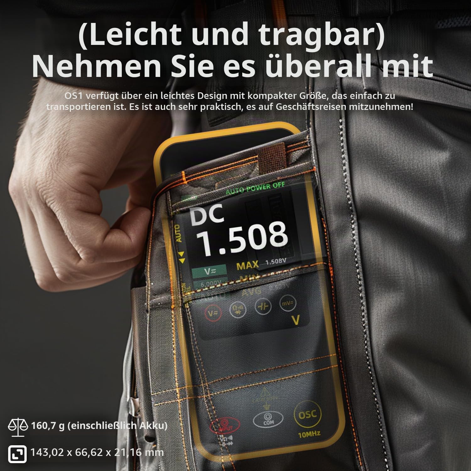 OS1 Digitales Oszilloskop Multimeter 10MHz Bandbreite Handoszilloskop mit 48MSa/s Abtastrate 3.2" TFT LCD Wiederaufladbares Multimeter Kapazitäts Dioden Ohm Spannungsprüfer