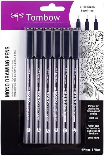Tombow 66405 Bolígrafo de dibujo mono, paquete de 6