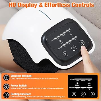 Cordless Knee Massager with Heat & Vibration – Rechargeable Infrared Heated Knee Brace with Large LED Screen, Adjustable Settings, Joint Pain Relief for Arthritis,Gift for Dad Mom