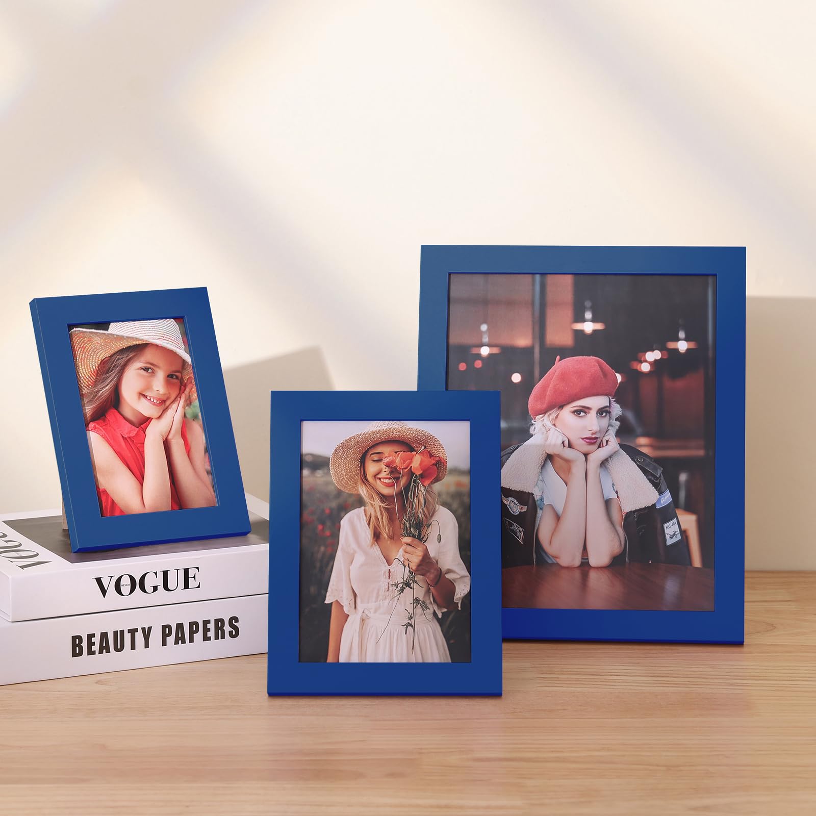 Vittanly 8x10 Picture Frames Set Of 9, Display 5x7 Pictures Mat Without Mat Collage Wall Tabletop Engineered Wood Black E11