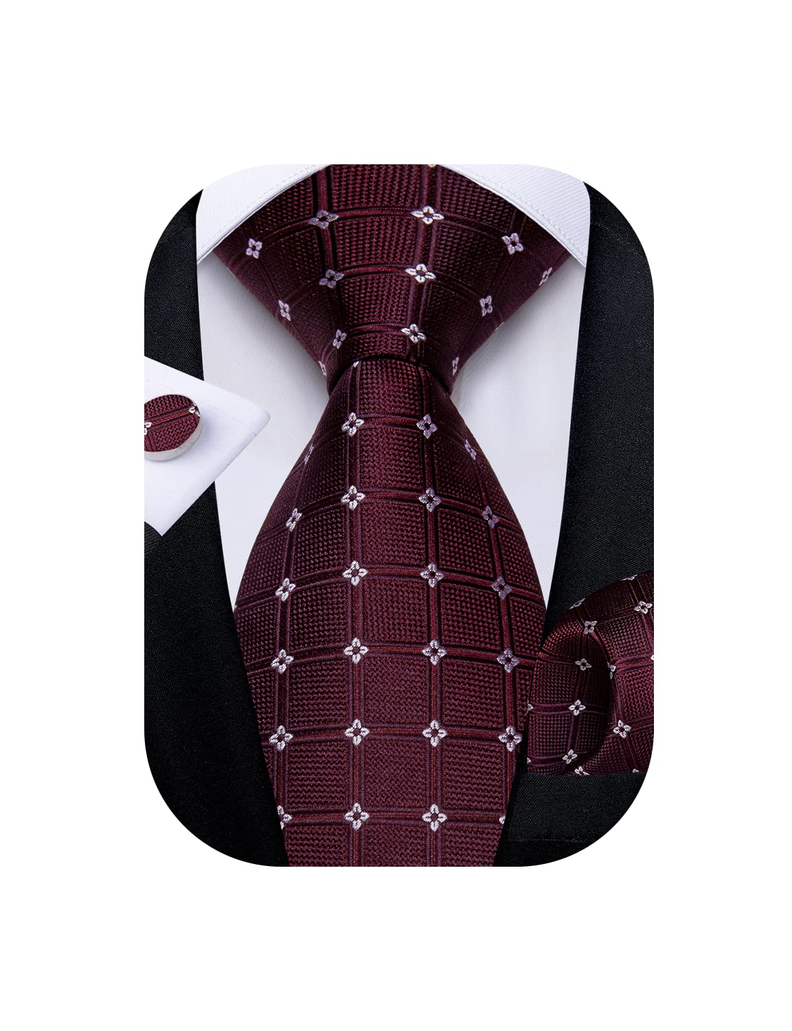 DiBanGu Striped Ties for Men Silk Woven Plaid Necktie | Classic Stripe Pattern,Soft Silk,Wear-resistant,Pocket Square and Cufflinks,Great Gift for Birthday,Business,Meeting