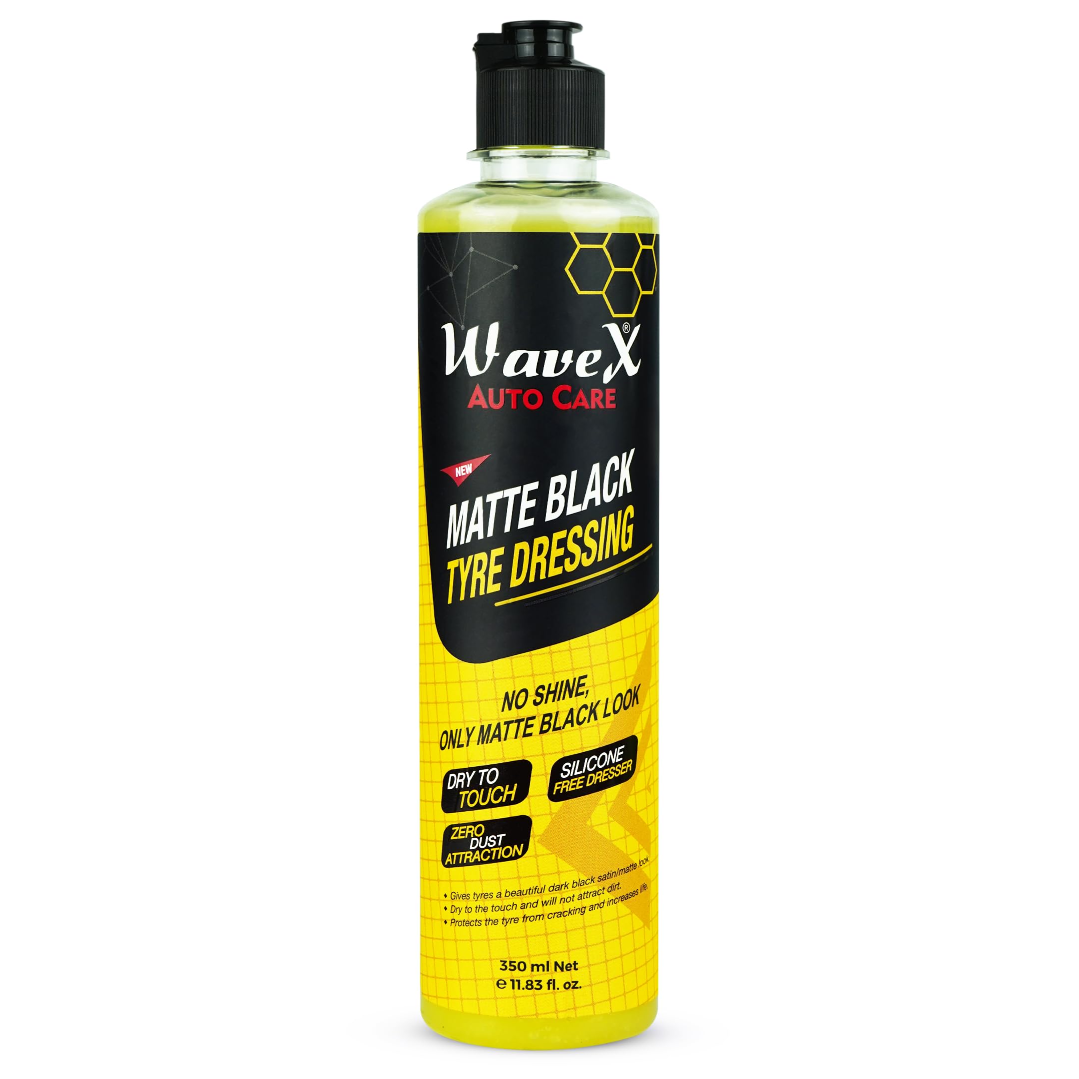 Wavex Matte Black Tyre Dressing 350ml Tyre Polish for Car | Liquid Car Tyre Polish for Dry to Touch, Matte Finish | Tyre Polish with Zero Dust Attraction-picture-27