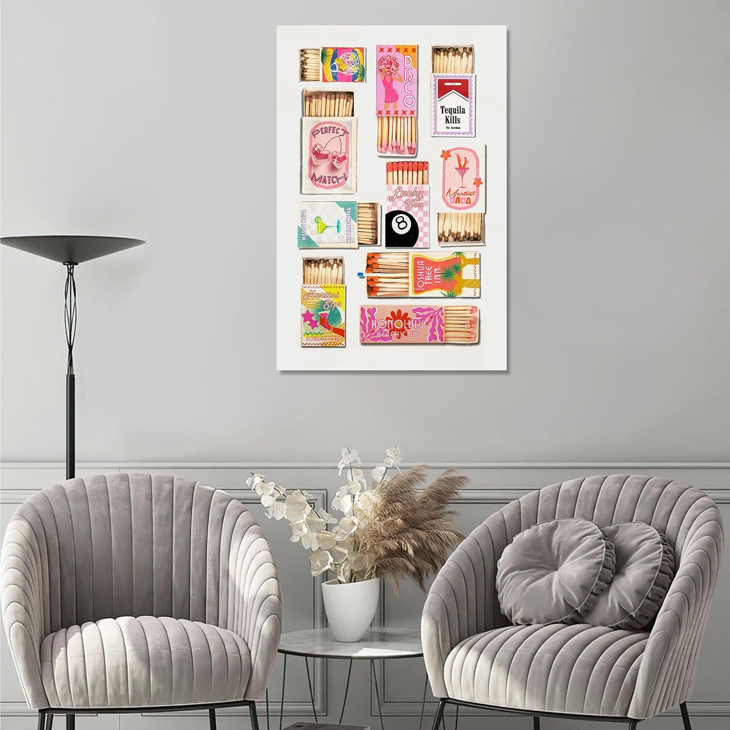 XWNLTEPK Vintage Matchbox Print Preppy Wall Art Canvas Poster Dormitory Decor Apartment Fashion Aesthetic Print Trendy Retro Wall Art Match Poster Matchbox Disco Girly Room Decor