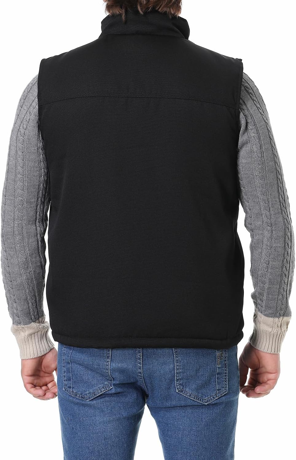 Men's Loose Fit Workwear Vest Fleece-Lined Durability Waterproof Mock-Neck Vest - Image 2