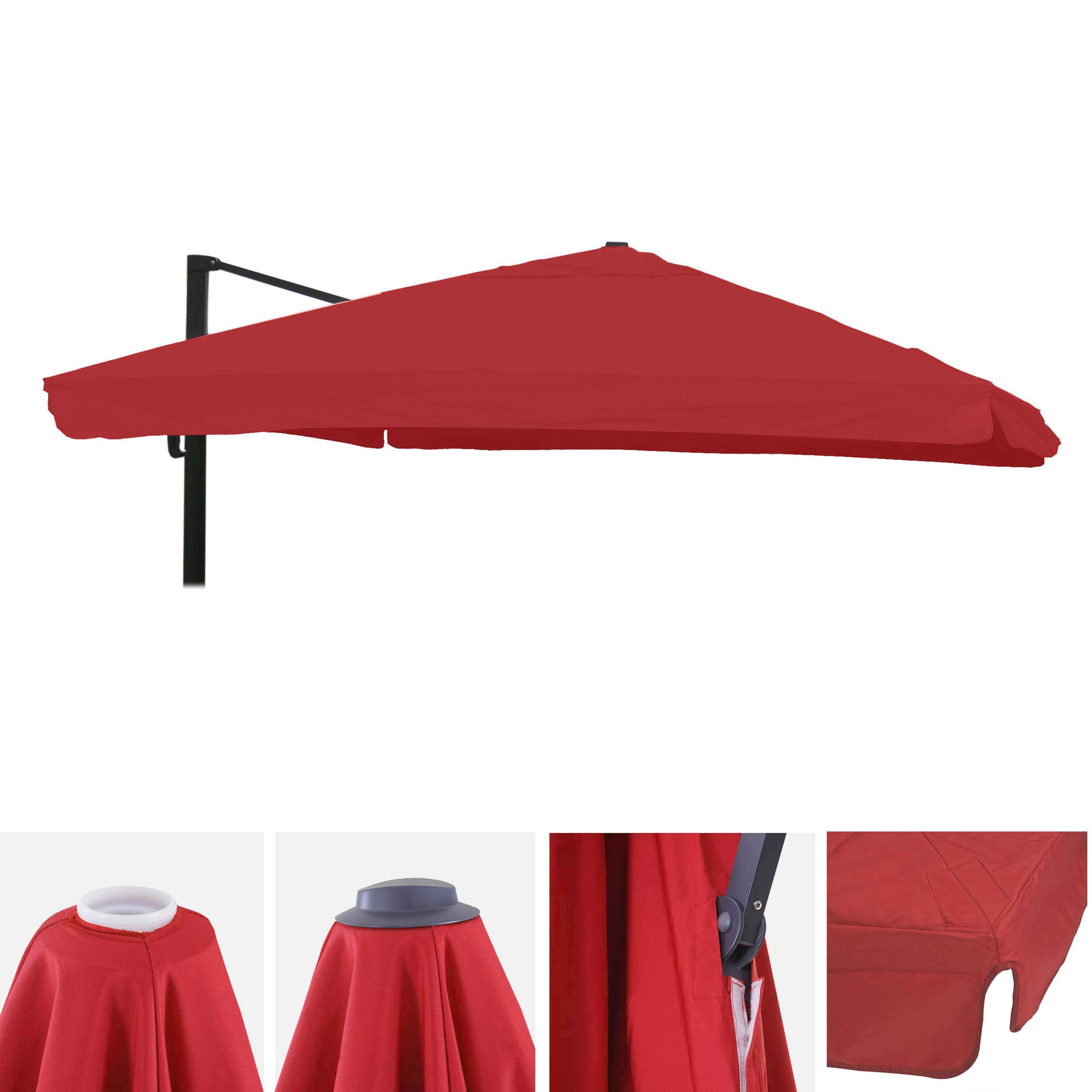 Mendler Zapasowy pokrowiec na luksusowy parasol HWC-A96 z klapką, pokrowiec na parasol przeciwsłoneczny, 3 x 4 m (Ø 5 m) poliester 4 kg - czerwony