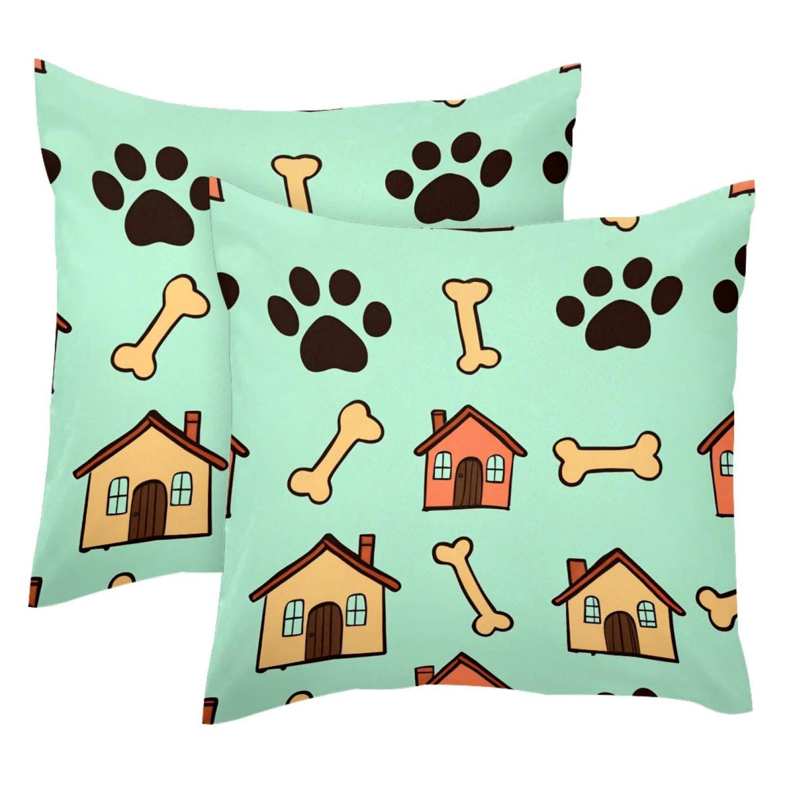 Housse de coussin en velours chien 50x50 cm lot de 2 décorations double face salon