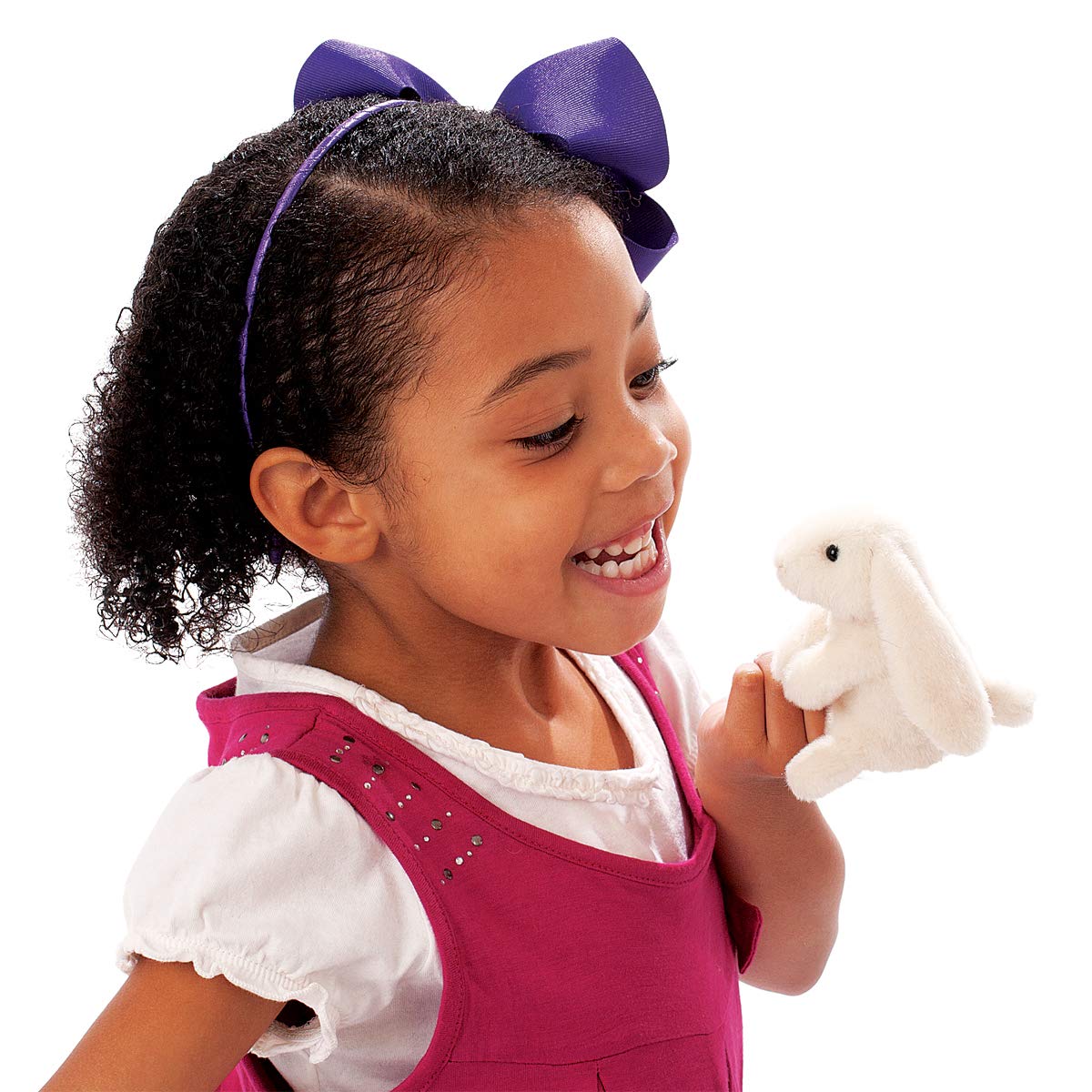Folkmanis Mini Lop Earred Rabbit Finger Puppet, White, 1 EA - Image 3
