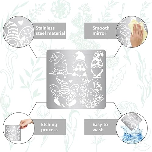 Miniatura 26 de GORGECRAFT 6.3 x 6.3 Christmas Metal Stencils Santa Claus Stainless Steel Cutting Dies Stencil Reusable Snowman Elk Christmas Tree Bells Christmas