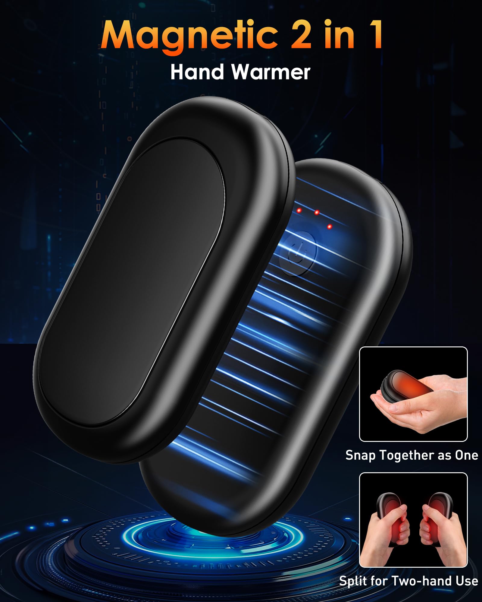 Handwärmer,magnetischer wiederaufladbarer 2-in-1,für Outdoor,warm Geschenke – Ansicht 3