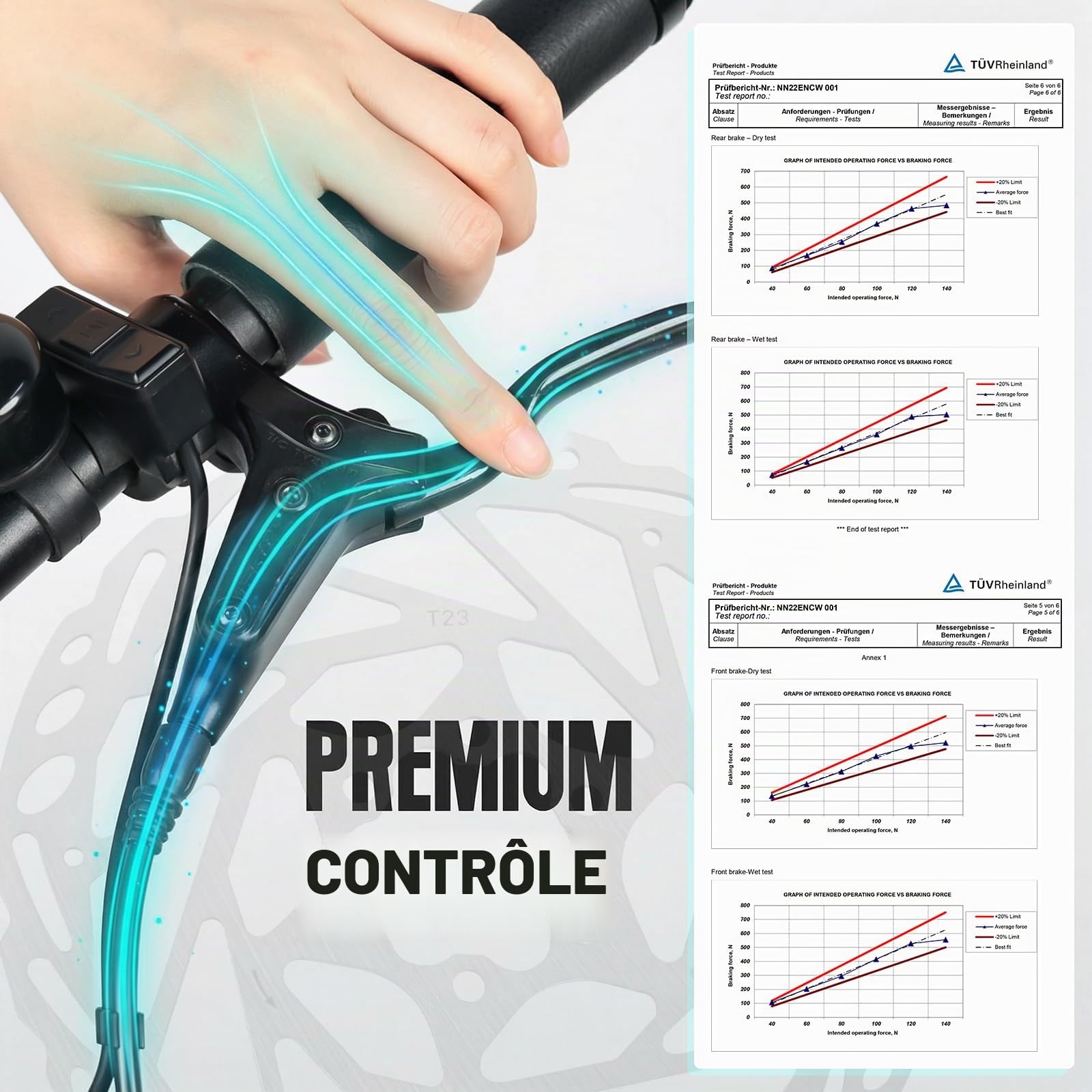 Kit Frein Hydraulique Velo, Avant Droit/Arrière Gauche 750/1600mm | 2 Pistons, Disque de Frein 160 mm à 6 Boulons, Alliage d'aluminium, Compatible avec VTT, Vélo de Ville Route