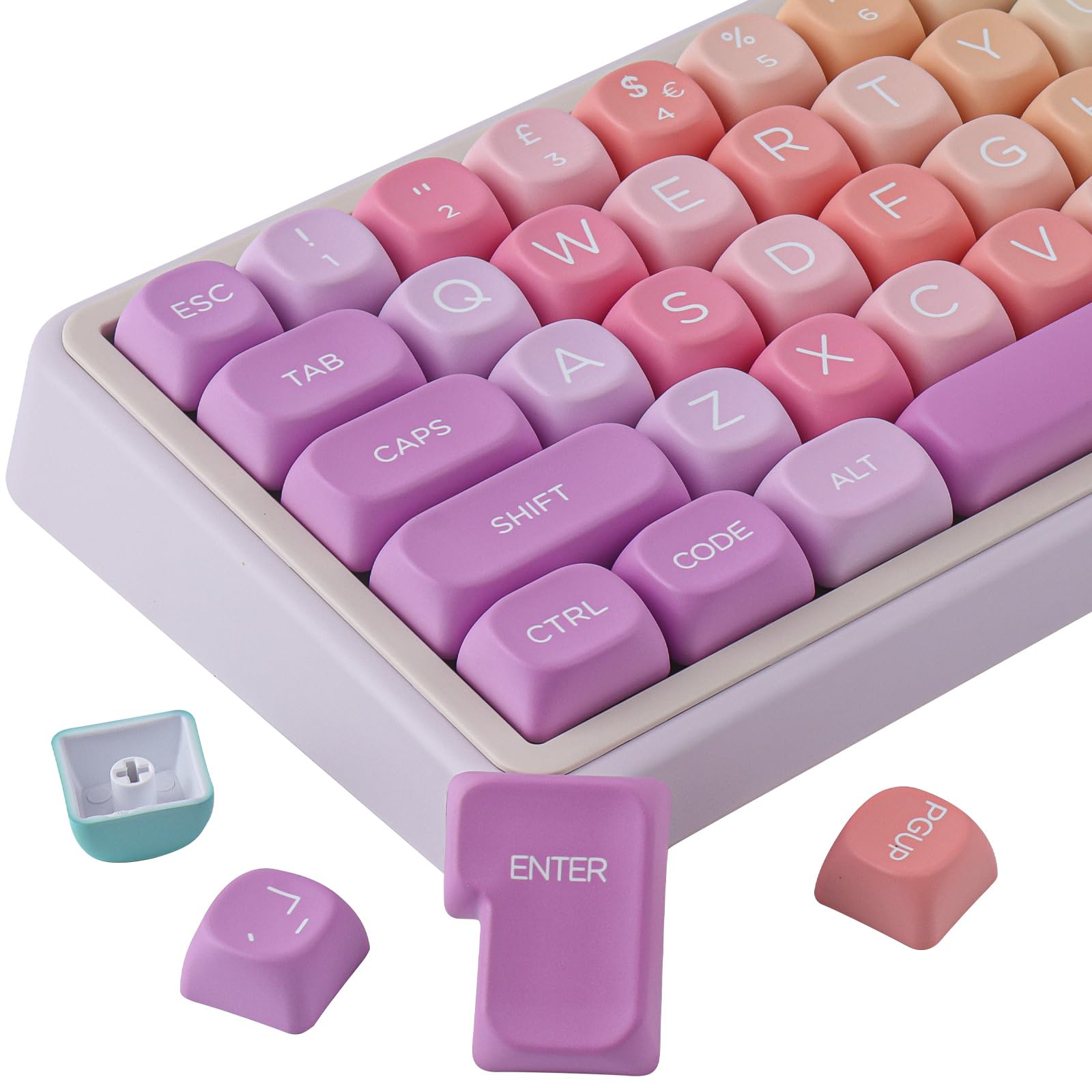 Juego de teclas PBT ISO arcoíris de 132 piezas para teclado mecánico e interruptores Cherry MX 8