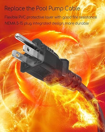 Miniatura 4 de Cable de alimentación de bomba de piscina apto para Hayward SPX1250WA 6.5 pies, 14 AWG 3 clavijas, cable de alimentación compatible con modelos de