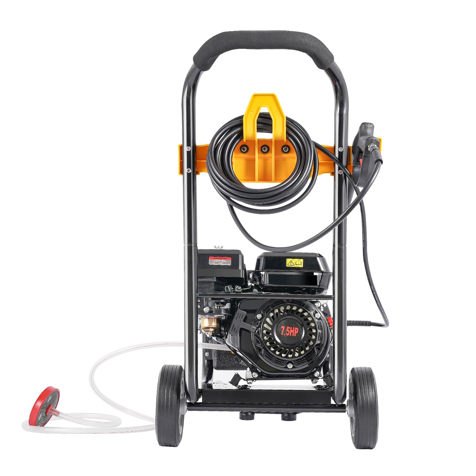 Limpiador a presión eléctrico 7.5hp de alta potencia para lavadora con tubo de entrada/salida y tubo de salida, 2200 PSI/150 bar, gasolina limpiador a presión para patio y coche