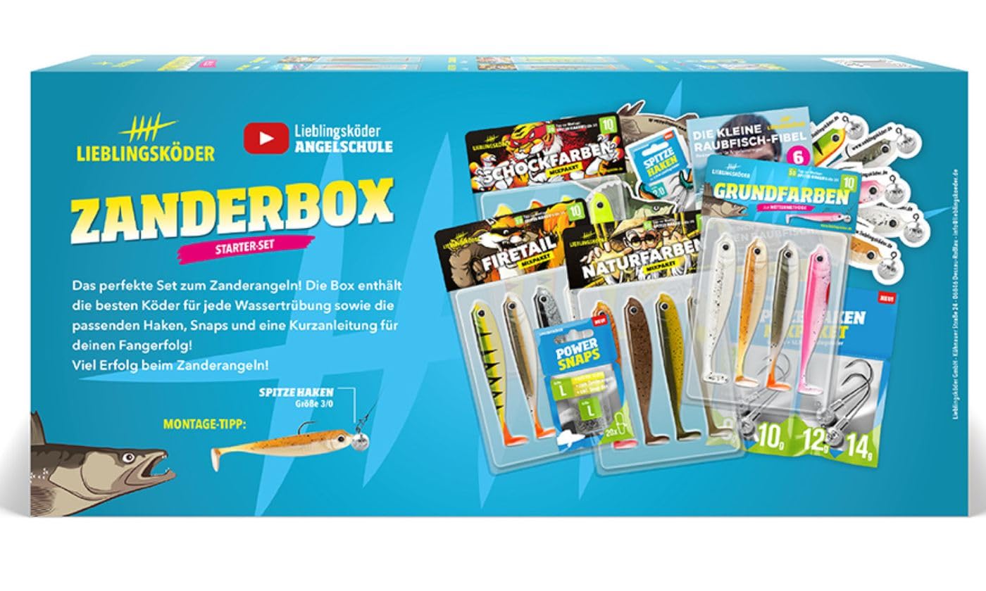 Lieblingsköder Zanderbox - Angelset zum Raubfischangeln, Köderset zum Angeln auf Zander, Kunstköderset zum Spinnfischen