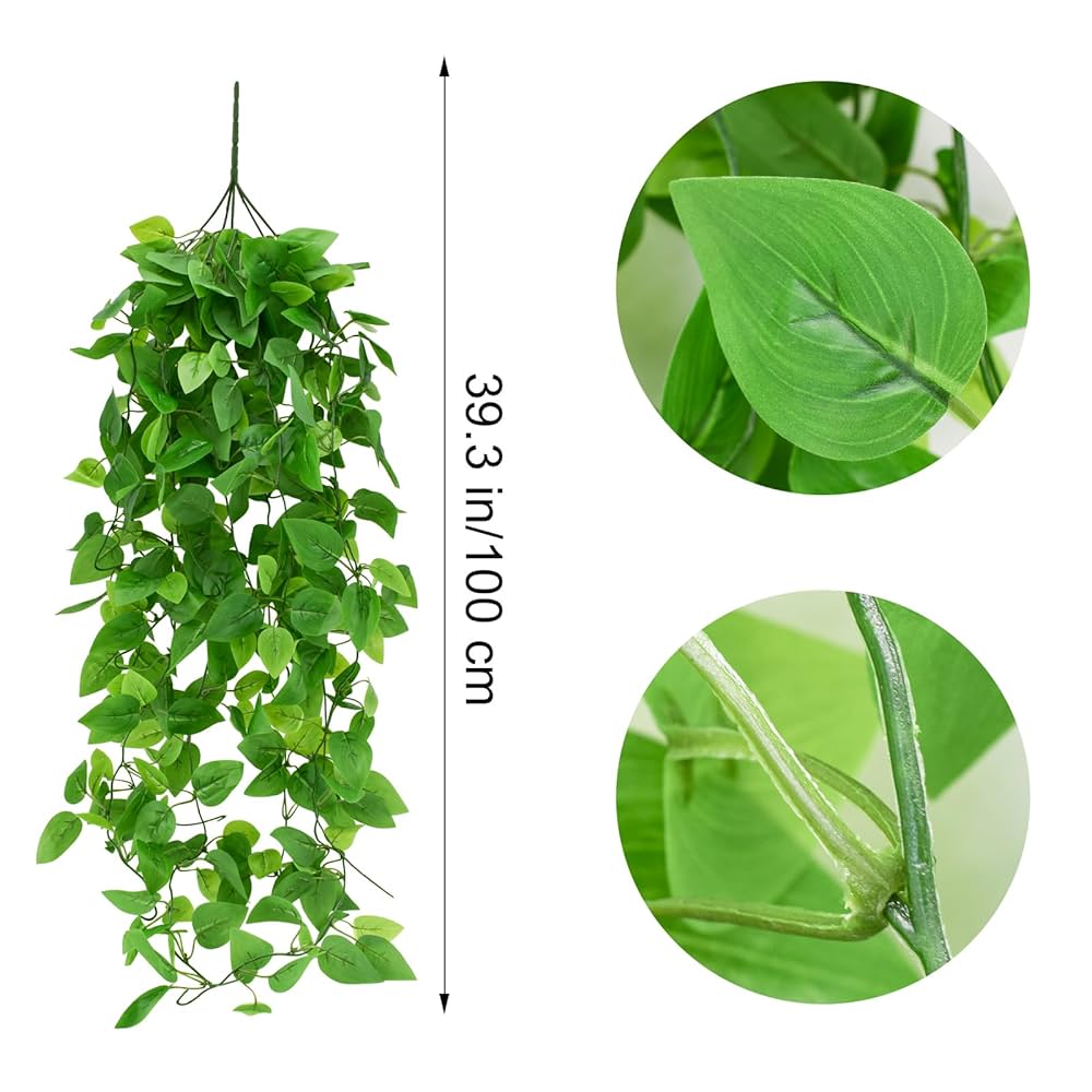 光触媒　人工観葉植物　ウォールグリーン　フェイクグリーン　ポトス1.0m Amazon｜Bacucine 人工観葉植物 壁掛け ポトス 4個セット 造花