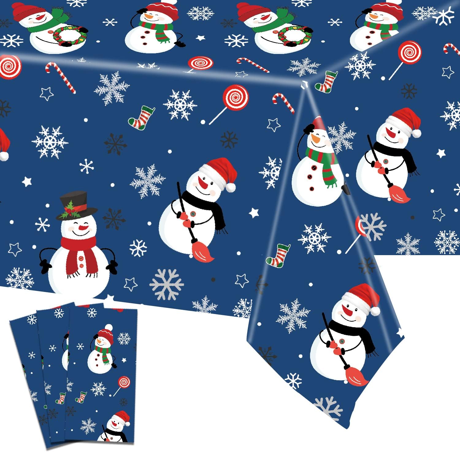 wukou 3 Pcs Christmas Party Tablecloth Christmas Table Decoration Christmas Tree Disposable