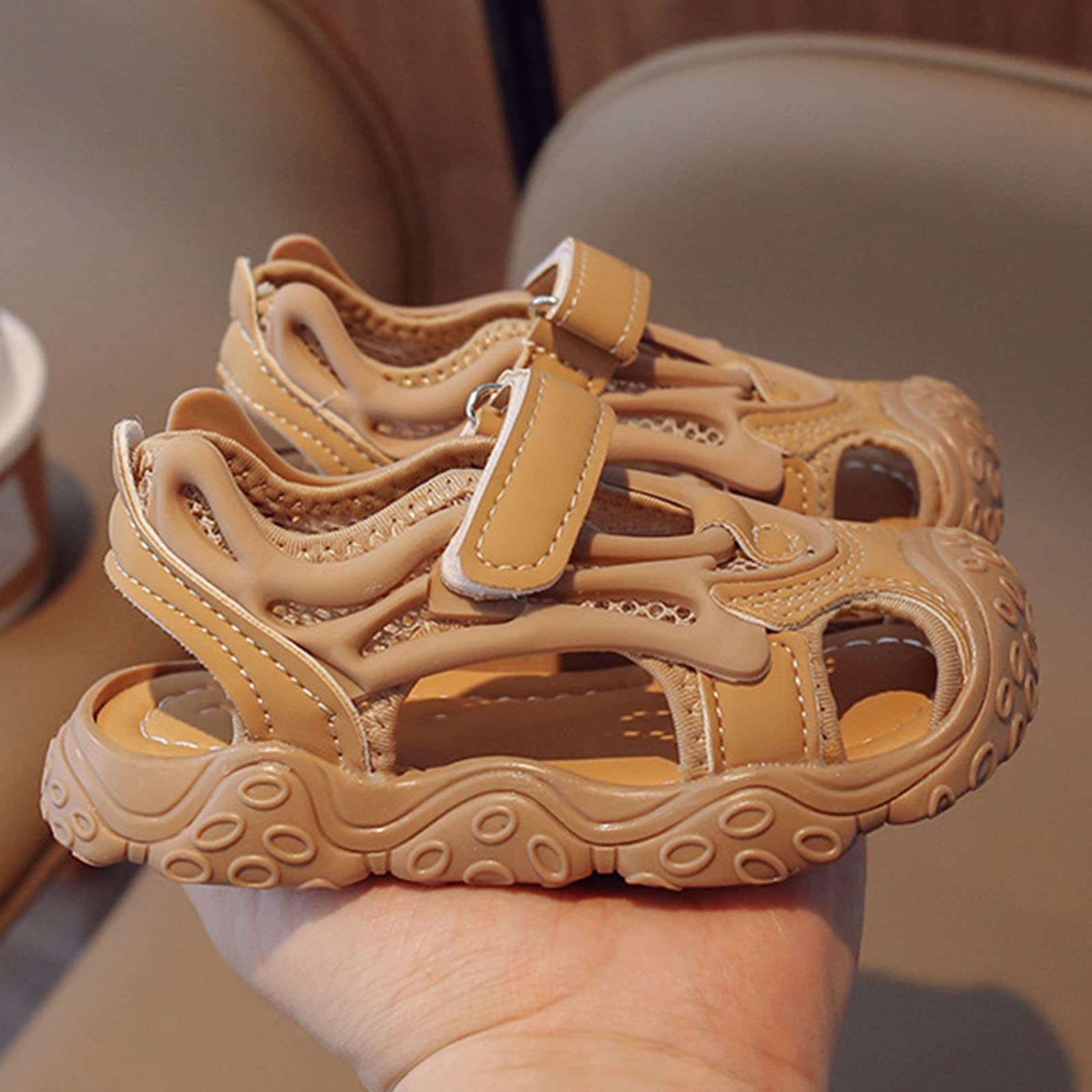 Boys Sandals Kids Summer Sandals Toddler Little Boys Closed Toe Athletic Hiking Outdoor (Khaki, 11.5 Little Child)