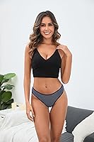 Vista 2 de KNITLORD - Juego de 6 tangas de mujer, ropa interior de algodón transpirable, hipster, bikini