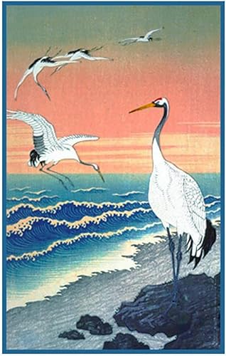 Orenco Originals Cranes at Sunset Ohara Shoson - Patrón de punto de cruz