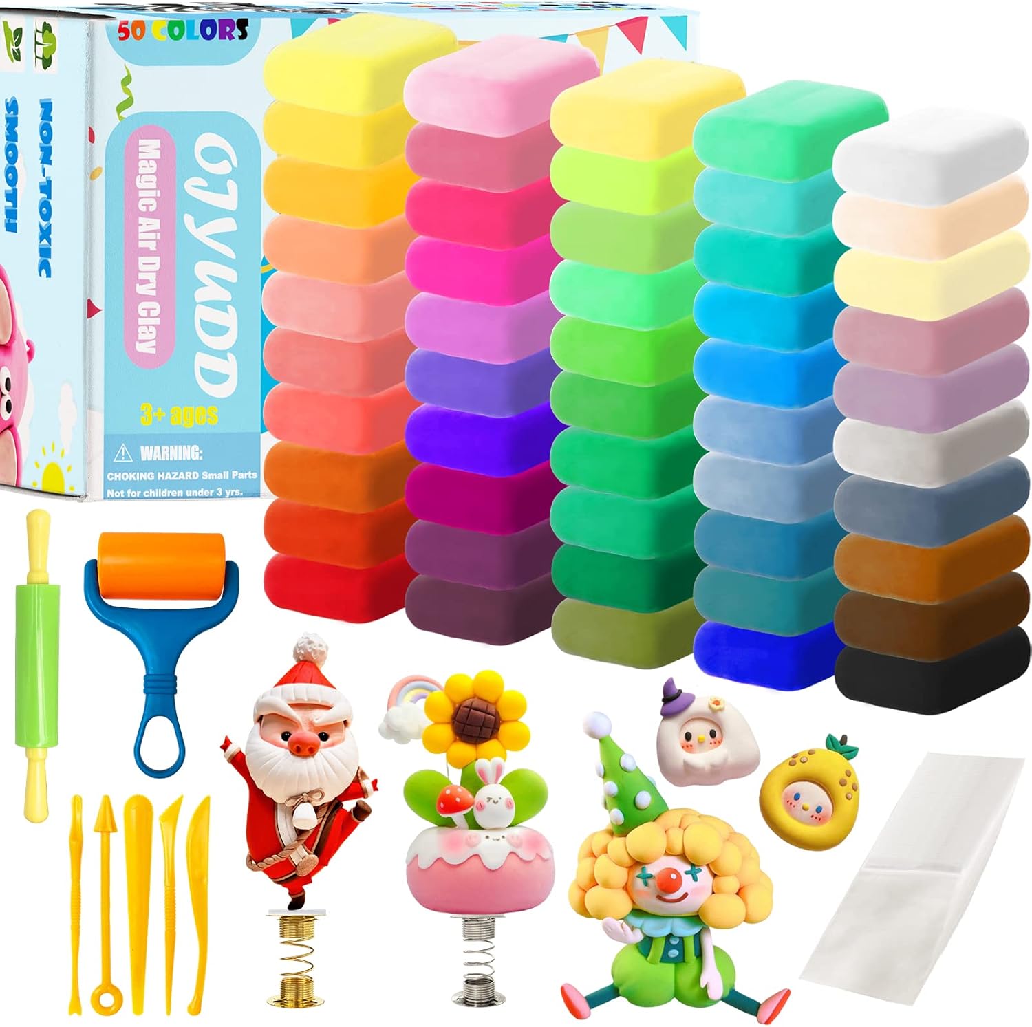 Ultra Light Modeling Clay Kit 50 Colors, NonToxic, Safe & Stretchy