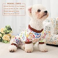Vista 6 de Pijamas de otoño para perros pequeños, suéter elástico de vellón para cachorros, ropa cálida, ropa para mascotas (XS, mono marrón)