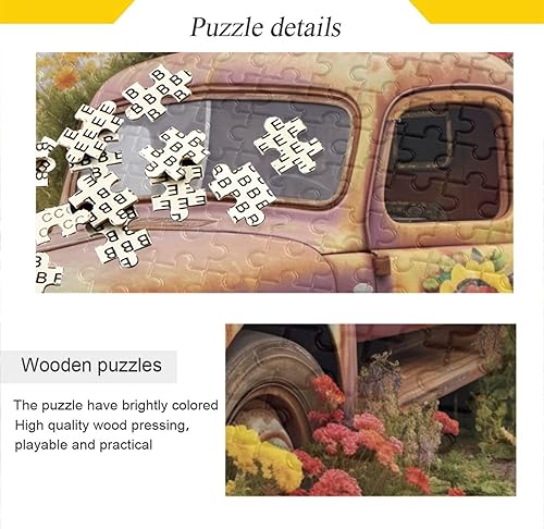 Miniatura 2 de Rompecabezas de camión floral de 500 piezas para adultos, rompecabezas educativos de aprendizaje, juguetes familiares difíciles y desafiantes con