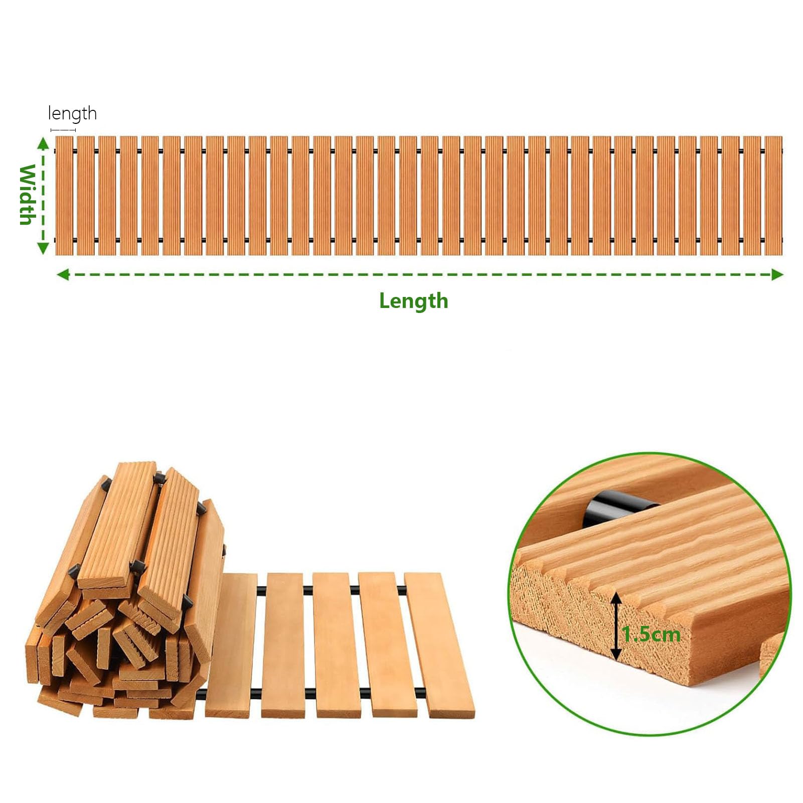 Passerella per Giardino, Camminamento Giardino Esterno, Percorso in Legno, Assi di Legno da Esterno, Robusto e Decorativo, per Prato, Giardino, Posteriore Cortile,4m/13.1ft