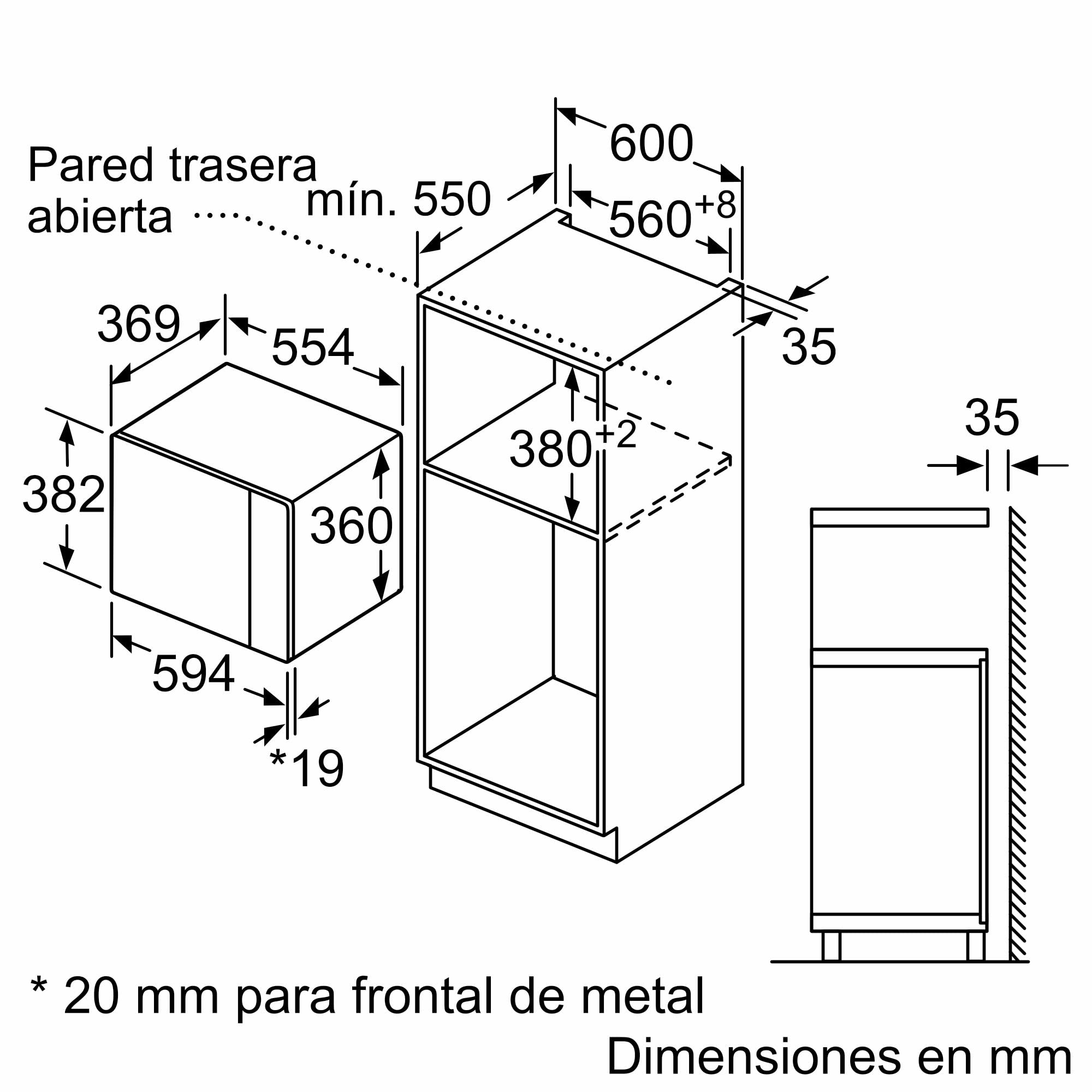 Balay, 3CG5175N2, Microondas Integrable, Grill, 54.9P x 55W x 38.2H, 25 l, 1450W, Aqualisis, Ap. lateral izquierda, Cristal Negro
