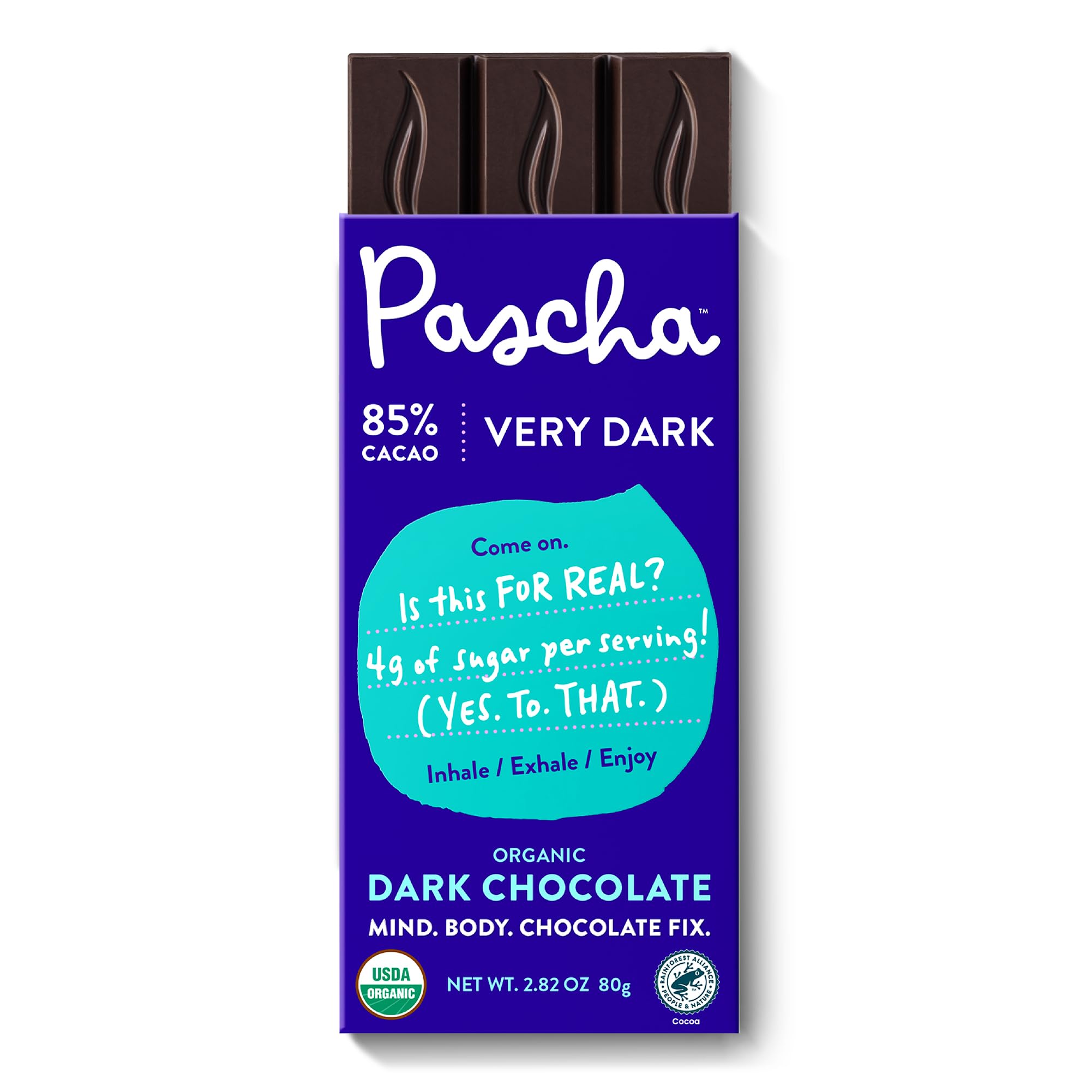 Pascha Organic Dark Chocolate Bars, 85% Cacao, Gluten Free & Non GMO, 2.82 oz (Pack of 10)