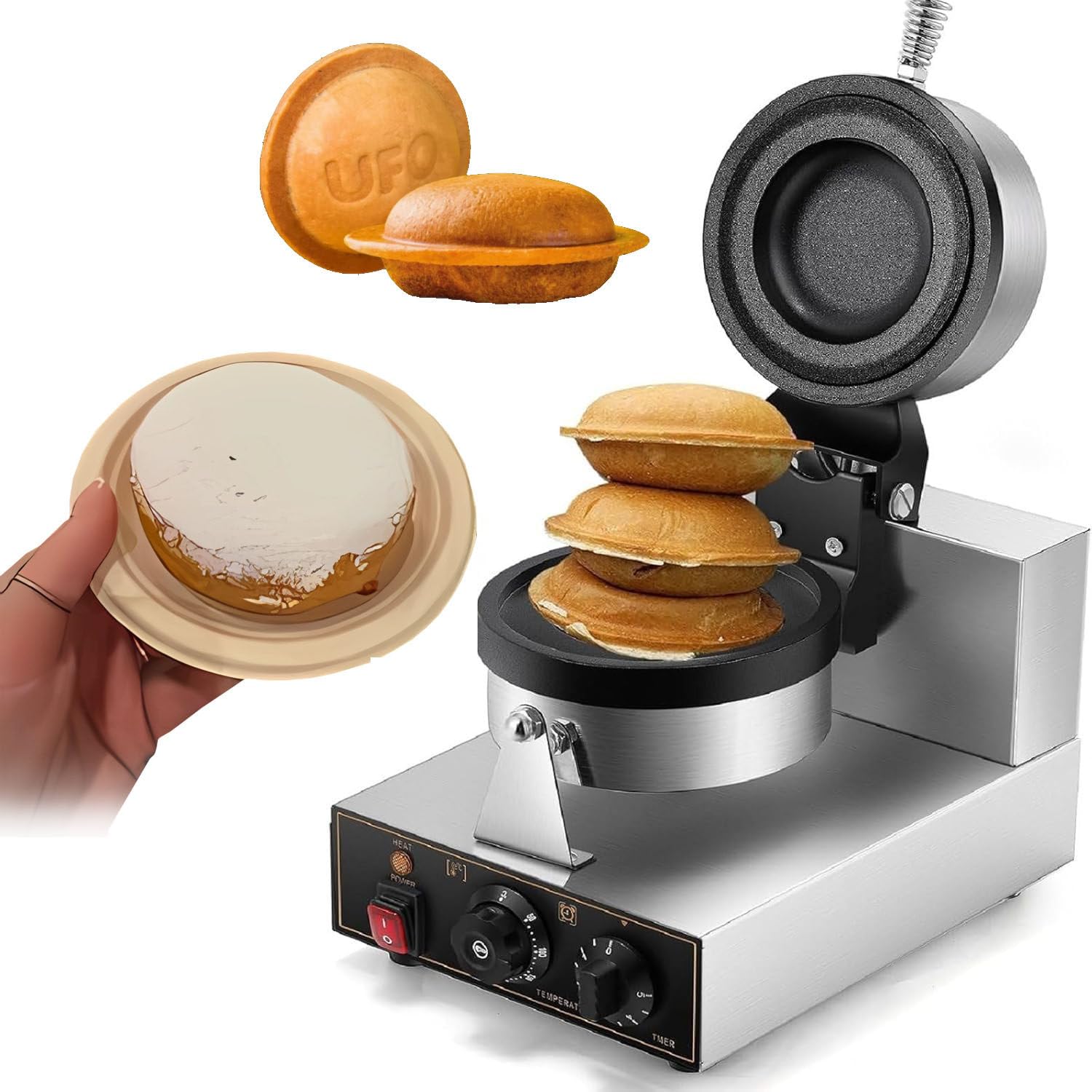 Burger Maker, komercyjny elektryczny burgerownik i opiekacz do kanapek, nieprzywierająca gofrownica z kontrolą czasu i temperatury, stal nierdzewna do domowych kuchni