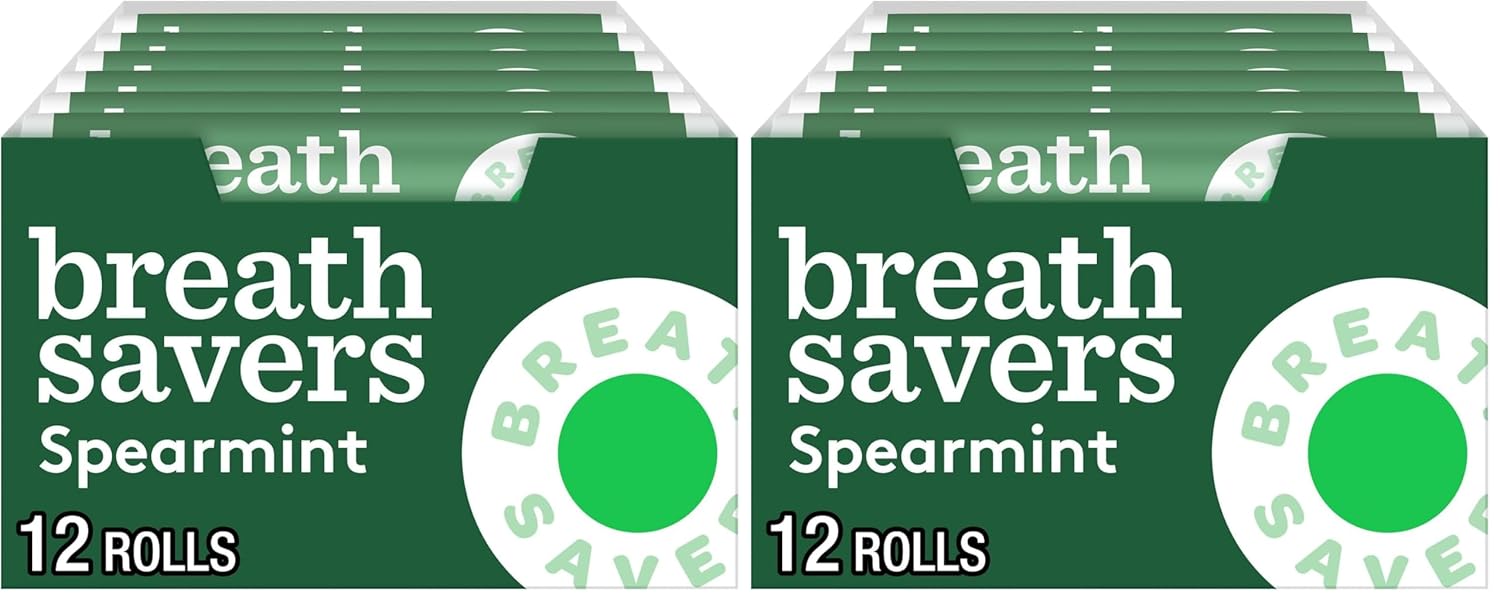 BREATH SAVERS Spearmint Flavored Sugar Free Breath Mints Rolls, .75 oz (Pack of 24)