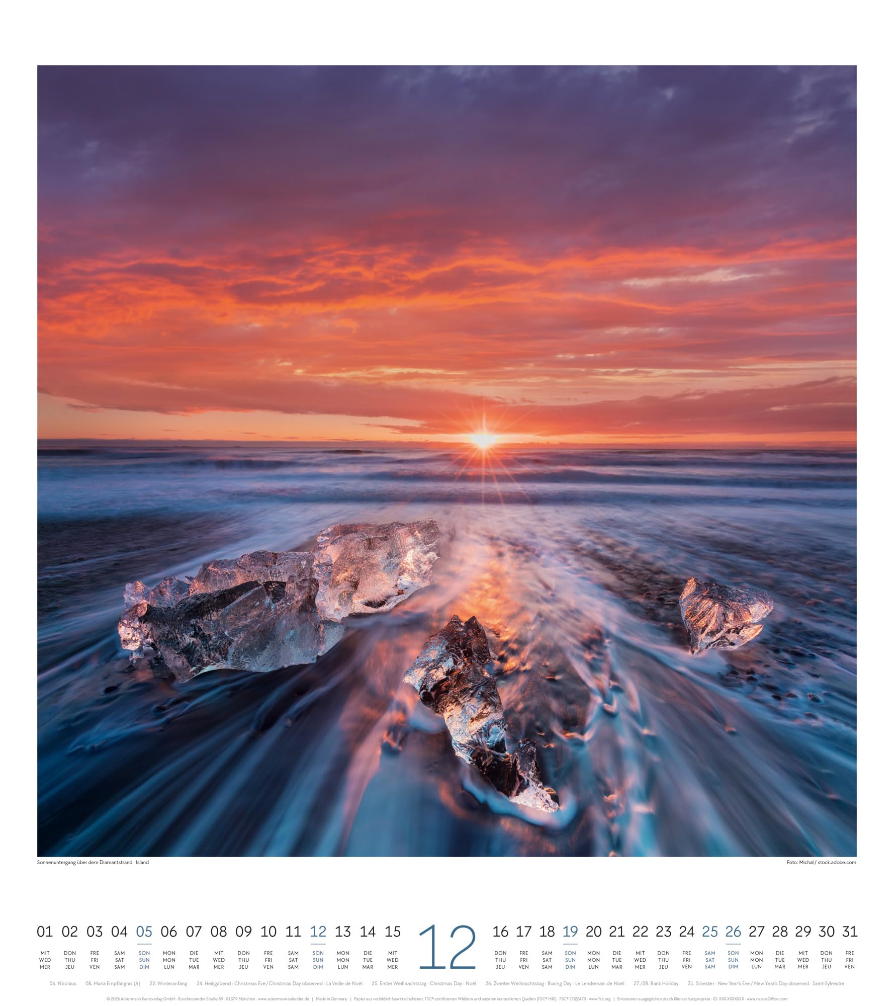 Lichtblicke Kalender 2027 | Stimmungsvoller Natur-Kalender im großen Hochformat (48x54 cm) | Landschaften im Licht der Sonne