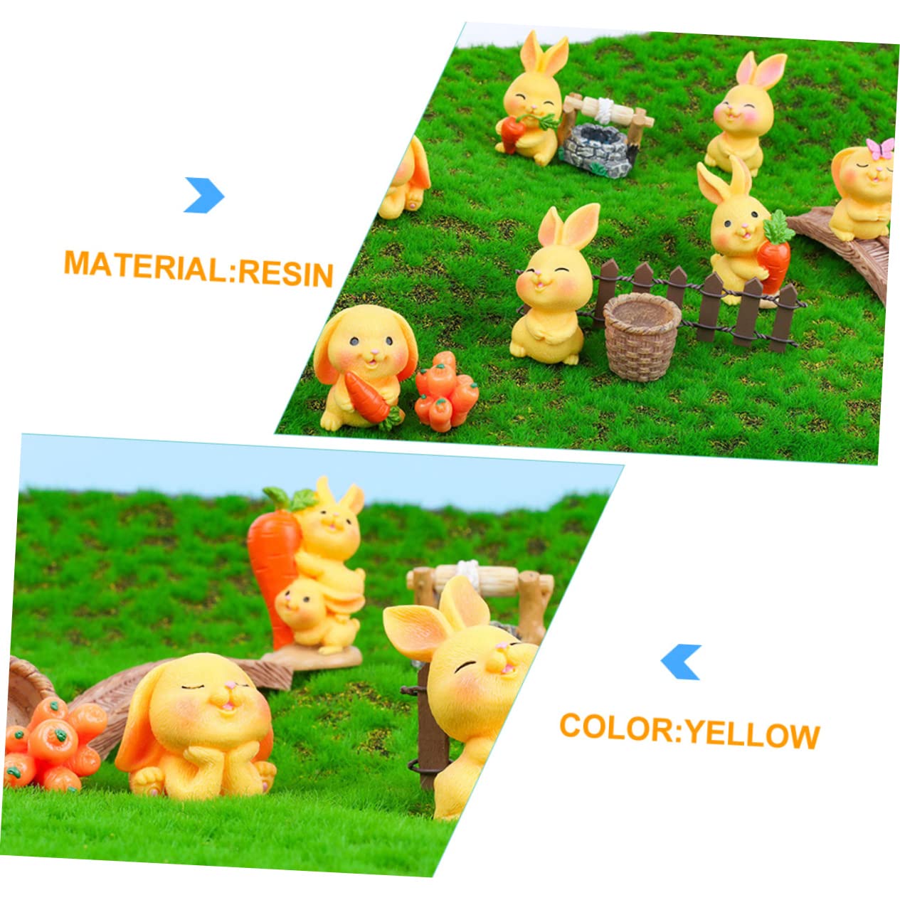 12 stuks mini konijn ornament kleine konijntjes figuren konijn taart decor pasen konijn standbeeld mini konijntje figuur speelgoed vetplant decor mini konijn beeldjes hars miniatuur accessoires