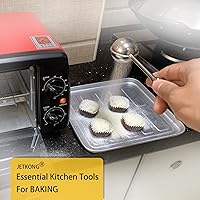 Vista 5 de JETKONG Agitador de azúcar en polvo dispensador de harina con mango de resorte de acero inoxidable 18/8 para harina de azúcar y especias