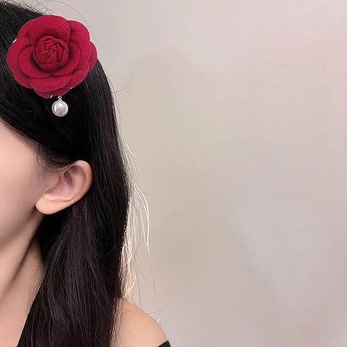 Miniatura 6 de Broche de seguridad con perlas bohemias, broche de flores, tocados, broches para chal, para mujeres y niñas, broche de cuello rosa