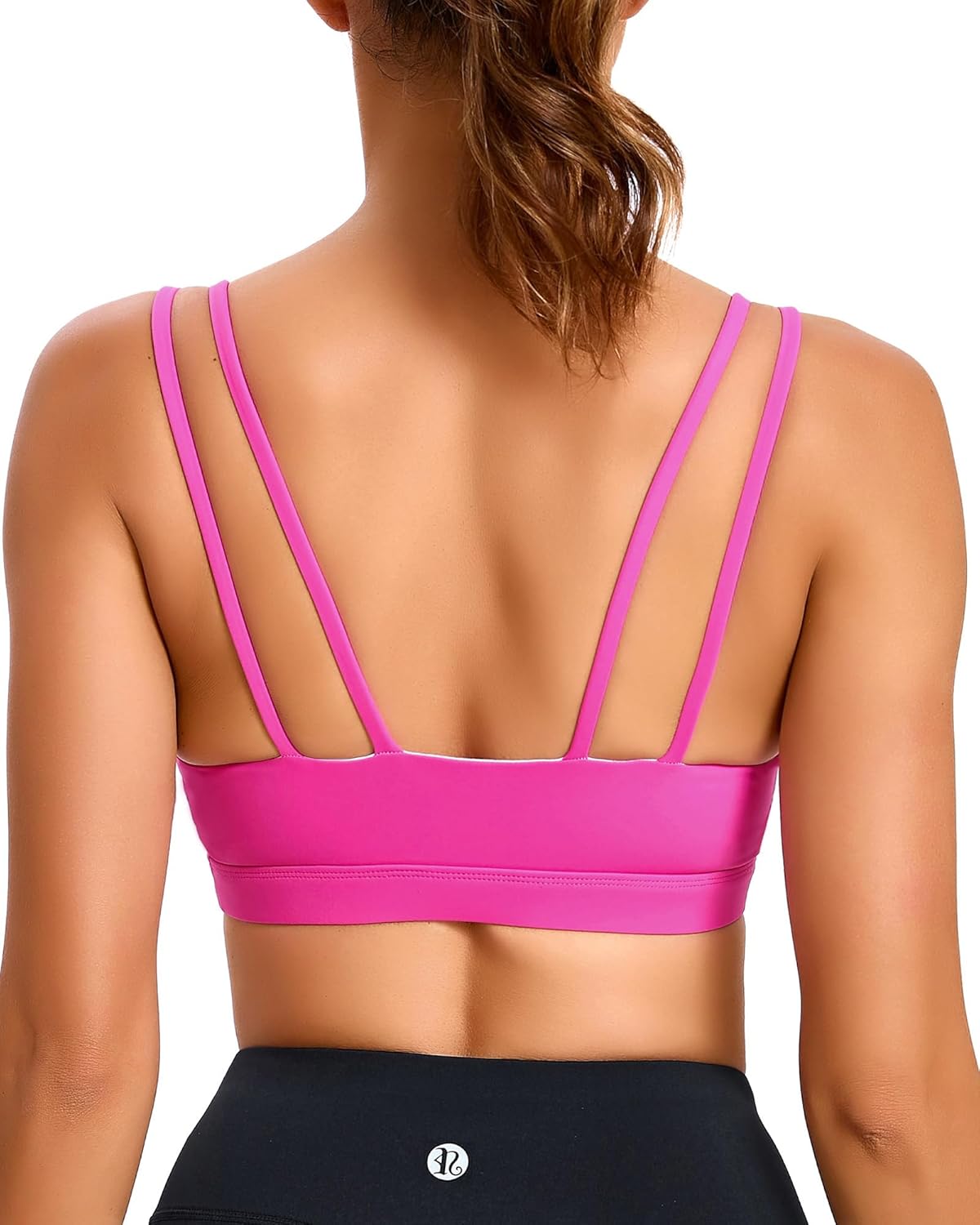RUNNING GIRL Strappy Sports Bra for Women Sexy Crisscross Back Light Support Yoga Bra with Removable Cups
