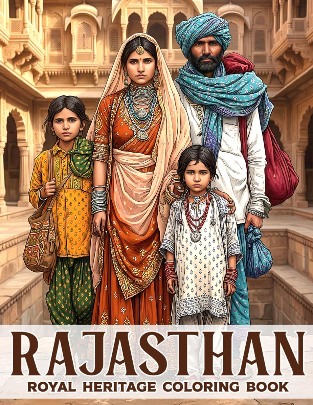 Rajasthan Coloring Book: Beautiful Indian Heritage Palaces, Culture, People Coloring Pages for Adults and Teens Encouraging Calm Focus and Creative Relaxation