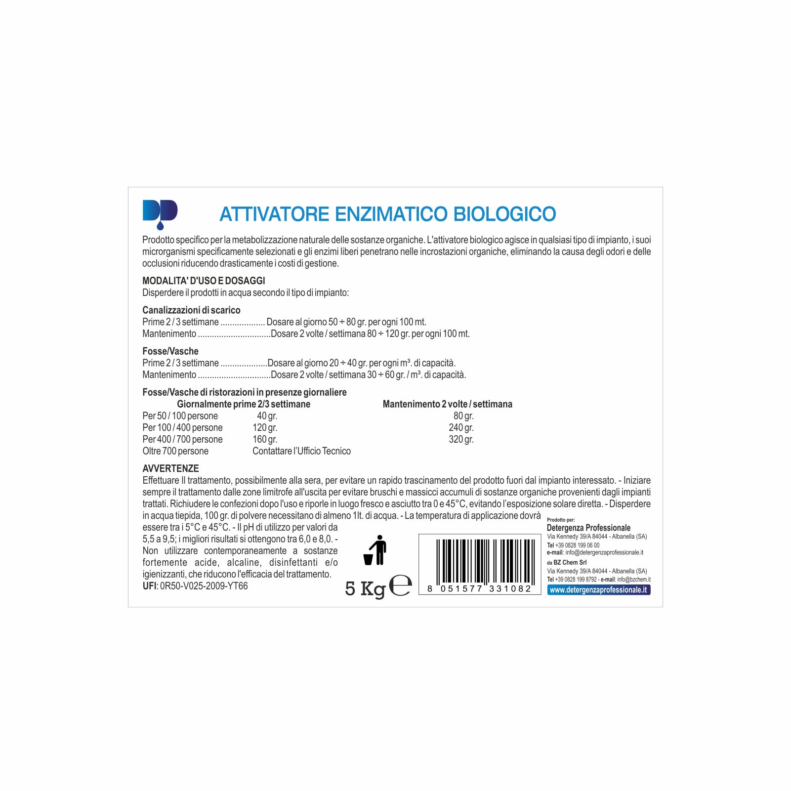 ATTIVATORE Enzimatico Biologico ENZIMATIC BIO CONCENTRATO - Secchio da 5 kg