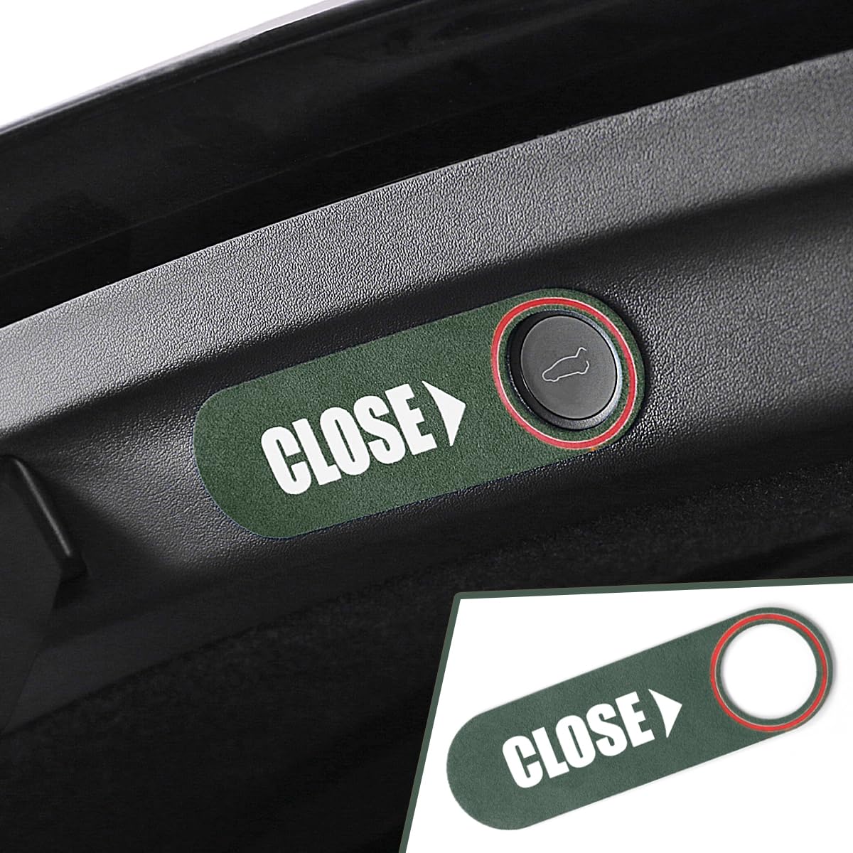 Italian Suede Interior Rear Trunk Liftgate Close Button Trim Sticker Frame Decor Accessories for Tesla Model Y 2020-2023 Model 3 2021-2023 Green