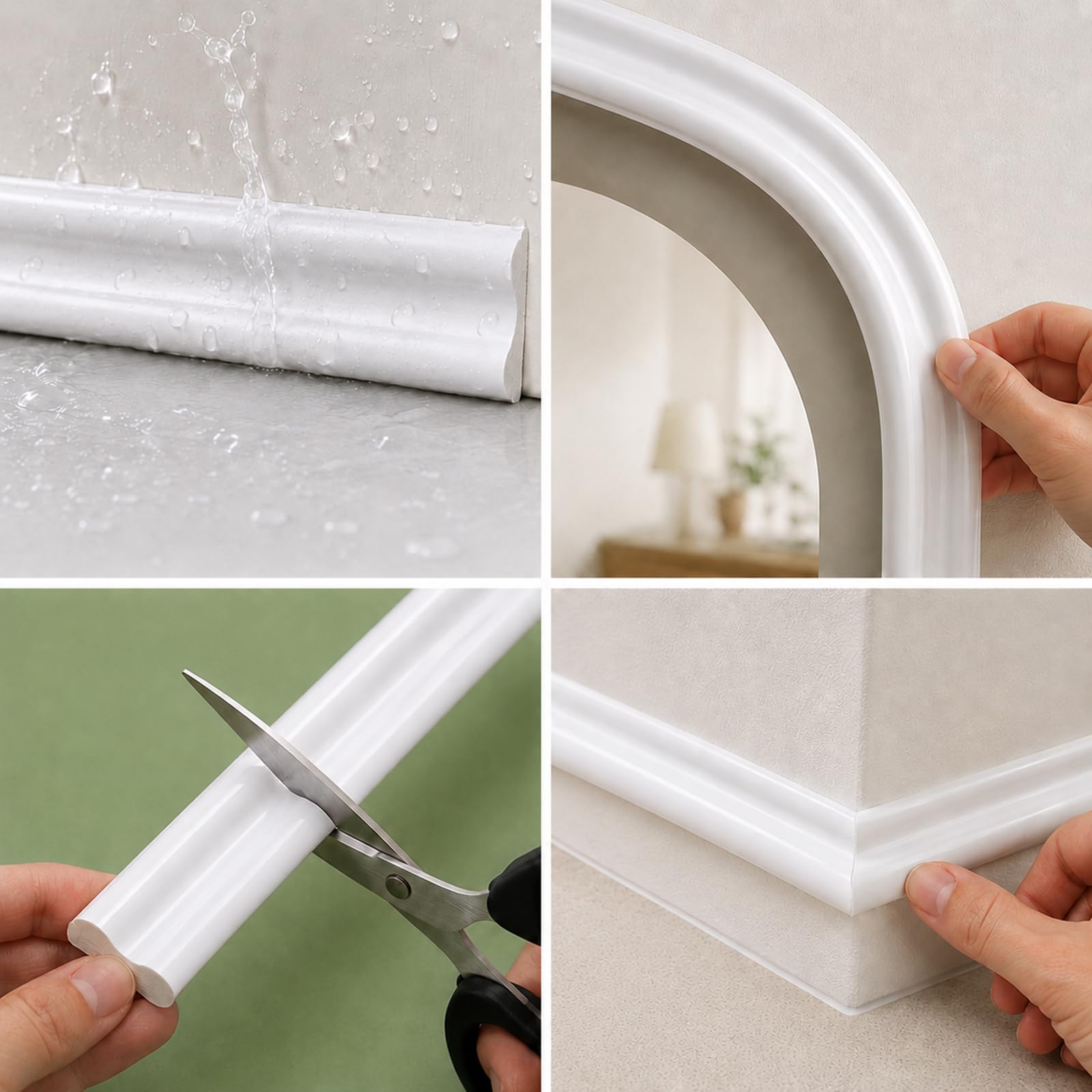 Elastyczne Listwy Ozdobna Samoprzylepne Z PVC Do Ściany, Kuchni, Sufitu – Łatwe Przycinanie - Listwy Ozdobne, Idealne Do Renowacji I Majsterkowania W 2.2cm, L 6m
