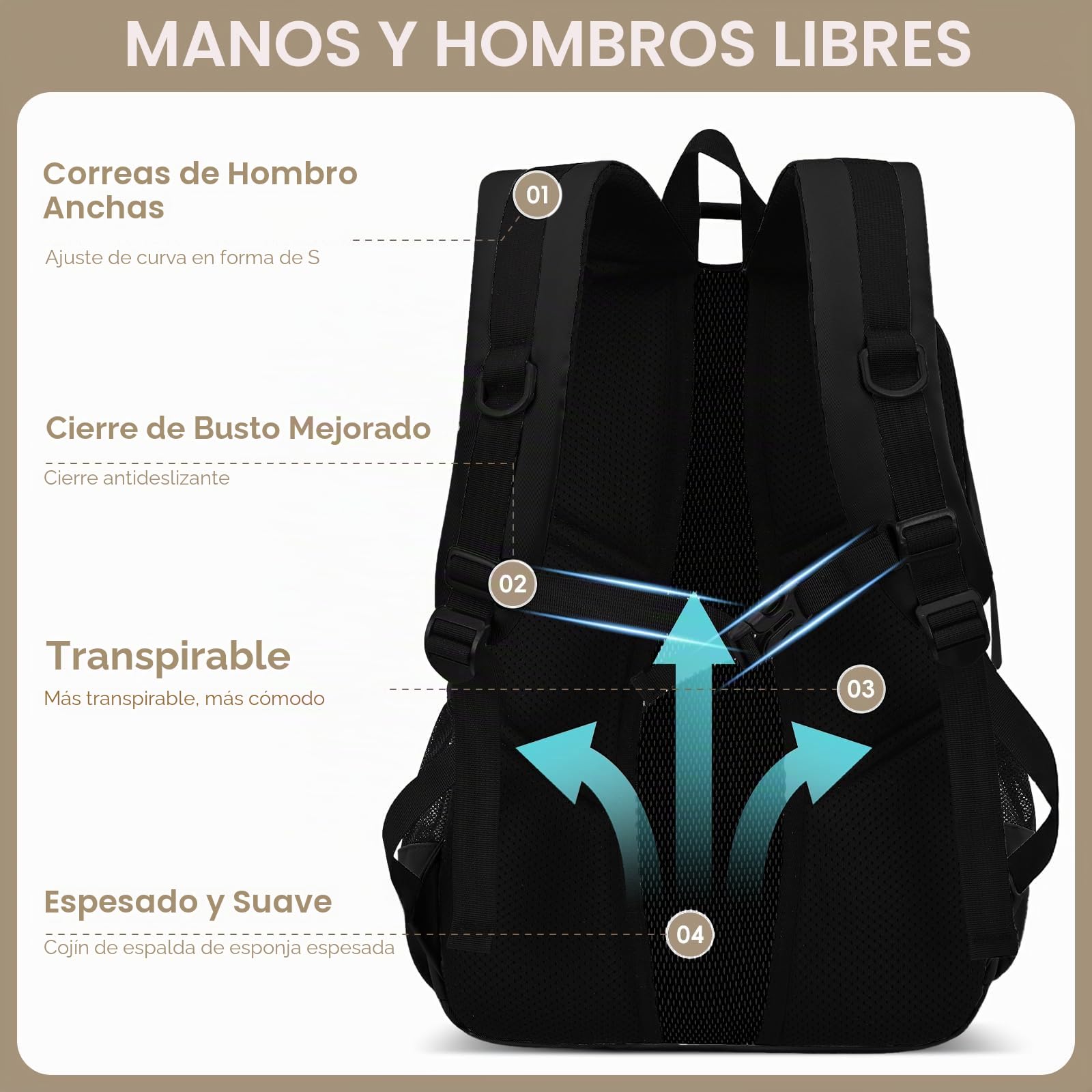 Amythe Mochila Grande Adolescente Niño Instituto