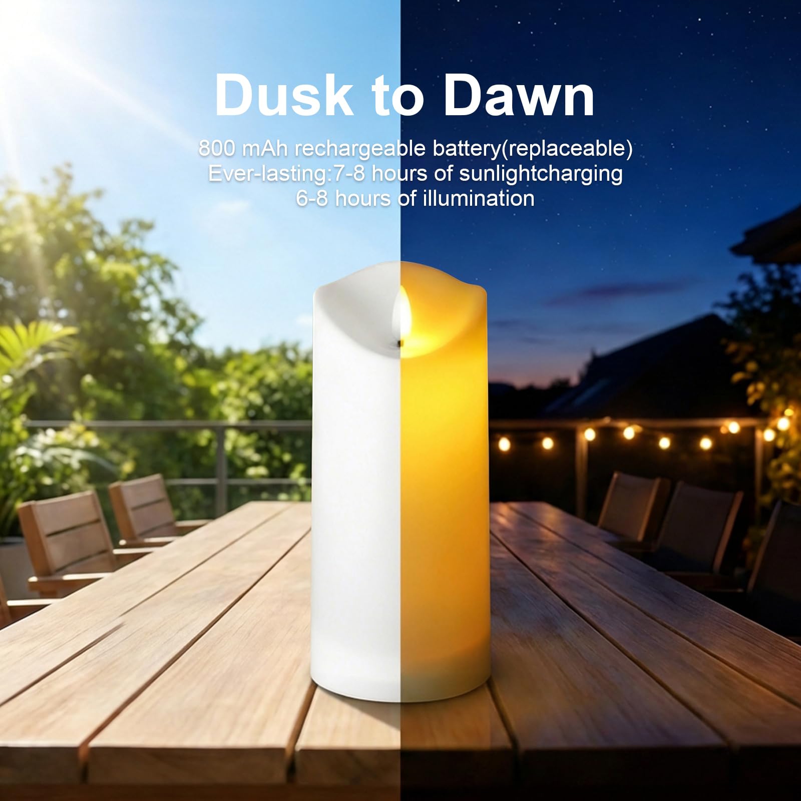 Solarbetriebene wasserdichte flammenlose Kerzen, solarbetriebene LED-Kerzen mit flackernder Flamme, geeignet für Terrasse/Garten/Party-Dekoration, 4