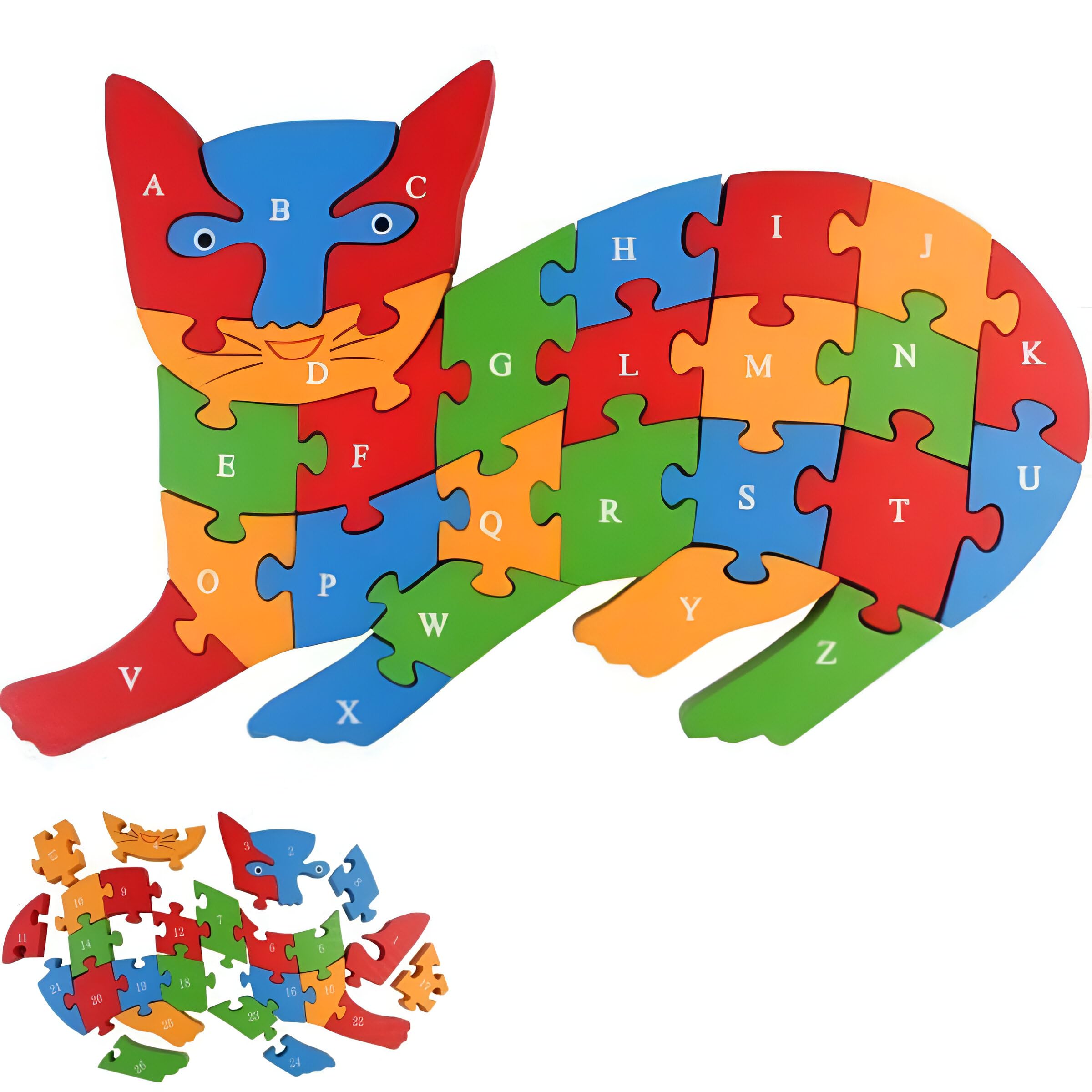 Yas Boss | Educational Wooden Animal Puzzle for Kids | Jigsaw Puzzle for Toddlers | Montessori Learning Toy for Boys & Girls Ages 2-5 Years (Cat)