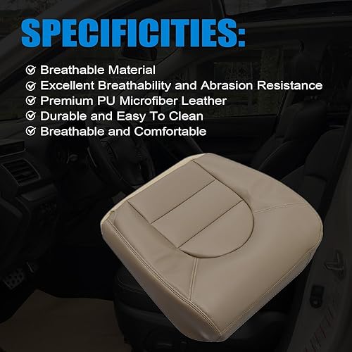 Miniatura 4 de Priprilod Fundas de asiento de repuesto para parte inferior del lado del conductor, de cuero, compatibles con Ford F250, F350, F450, F550, 1999, 2000