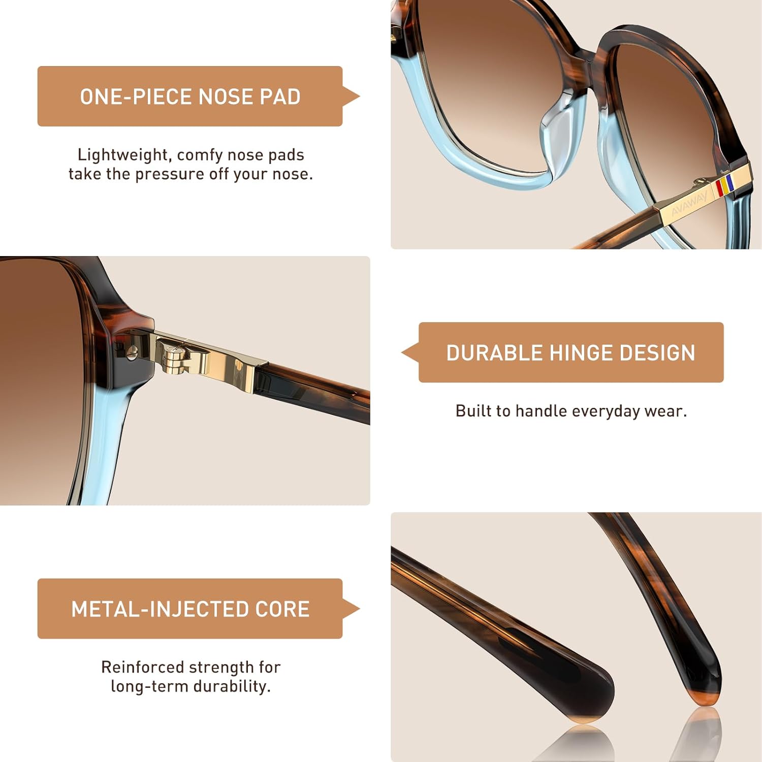 AVAWAY Polarized Sunglasses for Womens Square Oversized UV Protection Acetate Frame Retro Trendy Sun Shades - Image 8